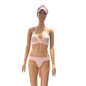 Pink Lace Trim Sleepwear Set